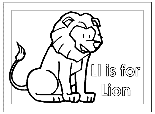 Ll is for lion alphabet coloring page