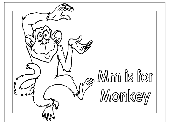 letter m is for monkey alphabet coloring page