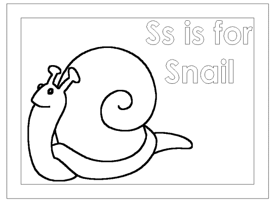 letter s is for snail alphabet coloring page