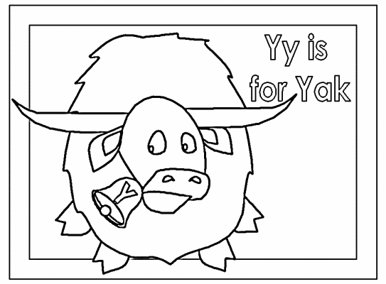 letter Yy is for Yak alphabet coloring pages