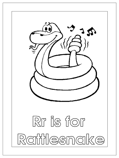 letter r is for rattlesnake alphabet coloring page