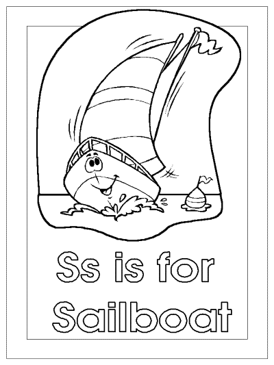 letter s is for sailboat alphabet coloring page