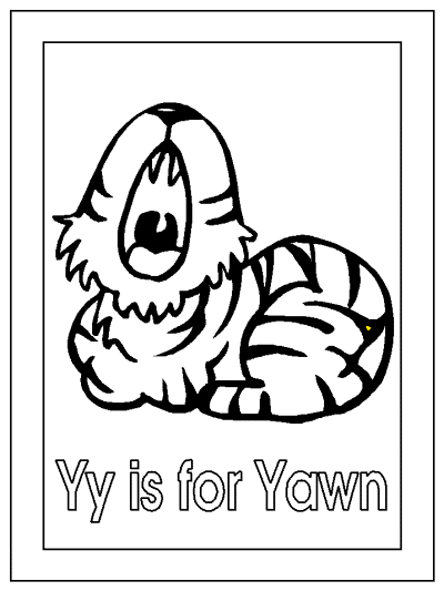 alphabet letter Yy is for yawn coloring pages