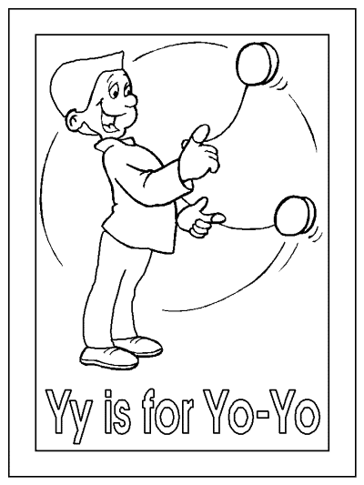 alphabet letter Yy is for Yo-yo coloring pages