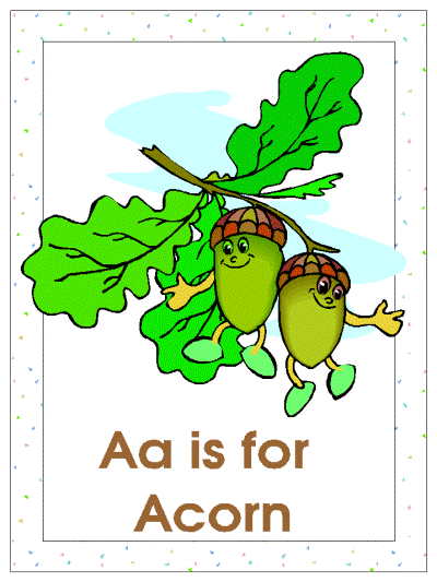 letter a is for acorn alphabet poster