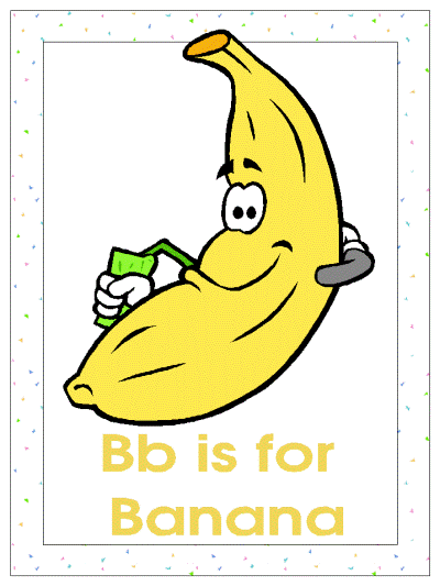letter Bb is for Banana alphabet poster