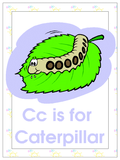 letter Cc is for caterpillar alphabet poster