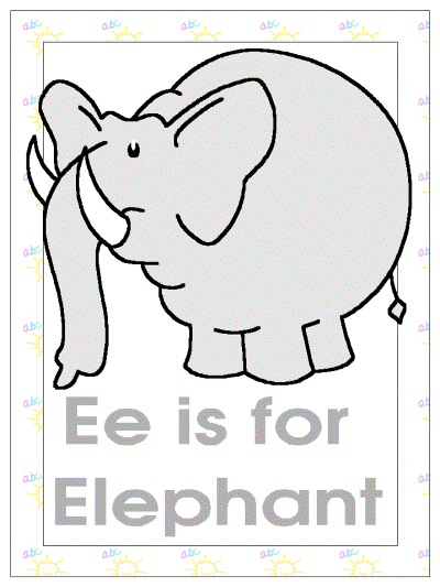 letter e is for elephant alphabet poster