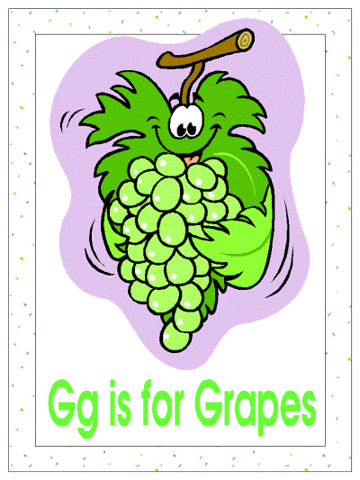 letter g is for grapes alphabet poster