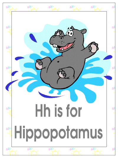 letter h is for hippo alphabet poster