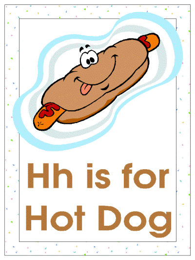 letter h is for hotdog alphabet poster