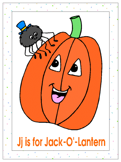 letter j is for jack-o-lantern alphabet poster