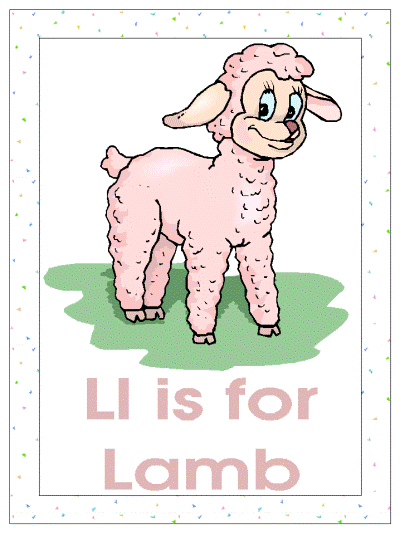Ll is for lamb alphabet poster