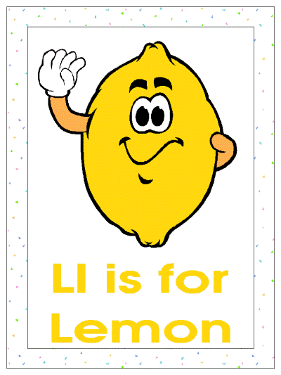 Ll is for lemon alphabet poster