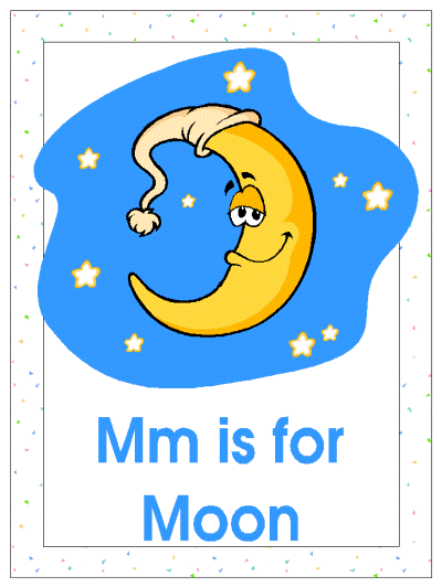 letter m is for moon alphabet poster