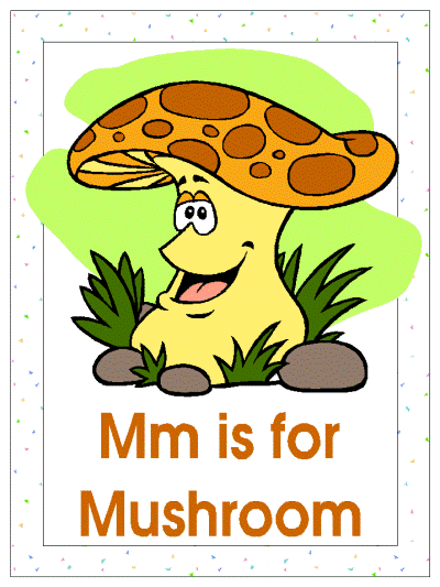 letter m is for mushroom alphabet poster