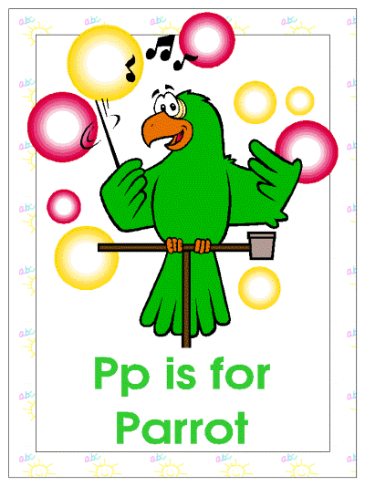 letter p is for parrot alphabet poster