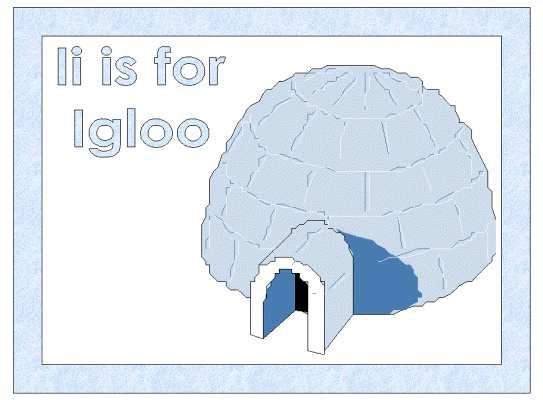 letter i is for igloo alphabet poster