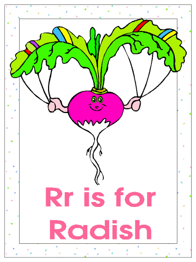 letter r is for radish alphabet poster