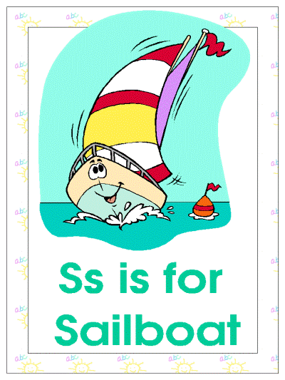 letter s is for sailboat alphabet poster