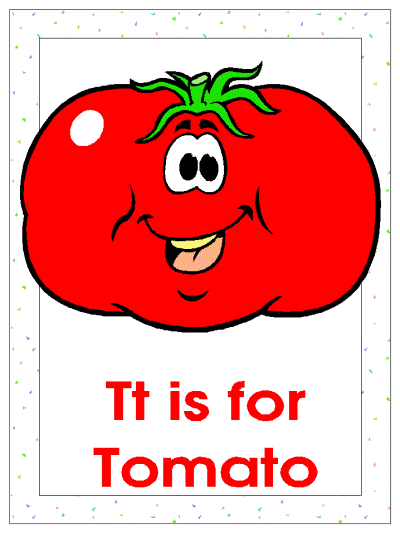letter t is for tomato alphabet poster