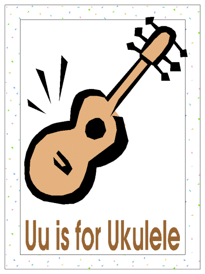 Uu is for ukulele alphabet poster