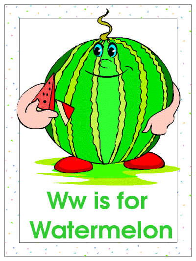 letter Ww is for Watermelon alphabet poster