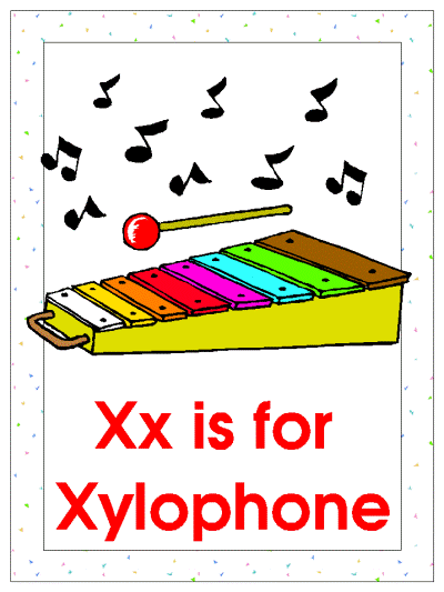 letter Xx is for Xylophone alphabet poster