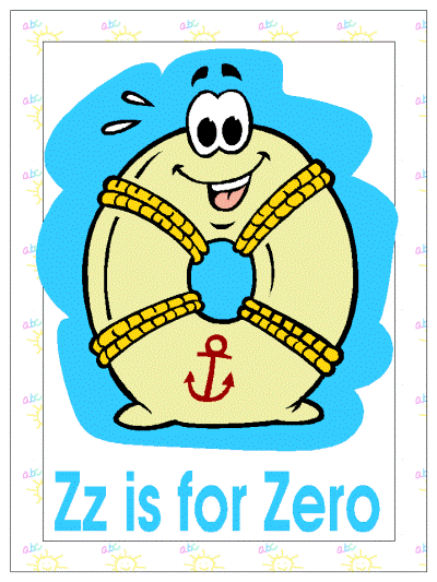 letter Zz is for Zero words alphabet poster