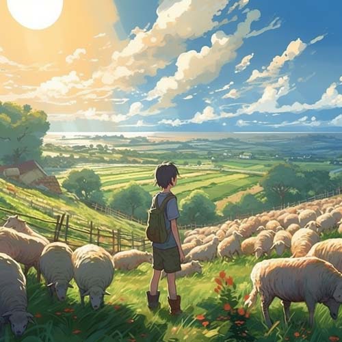 shepherd and sheep