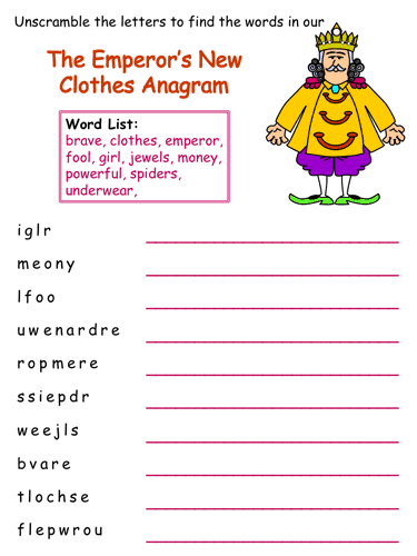 Emperor's New Clothes Anagram Puzzle