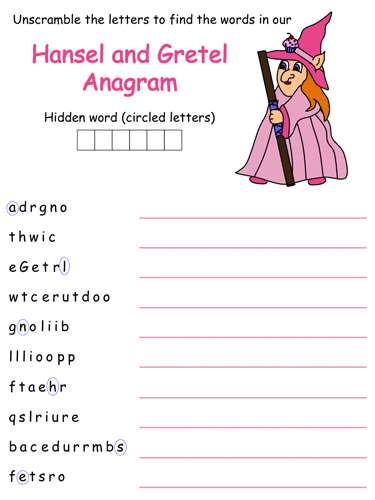 Hansel and Gretel Anagram Puzzle