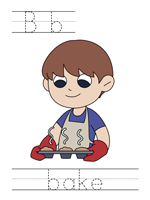 Printable print practice worksheet - Bb bake