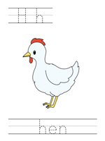 Printable print practice worksheet - Hh hen