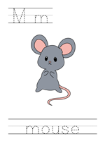 Printable print practice worksheet - Mm mouse