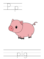 Printable print practice worksheet - Pp pig