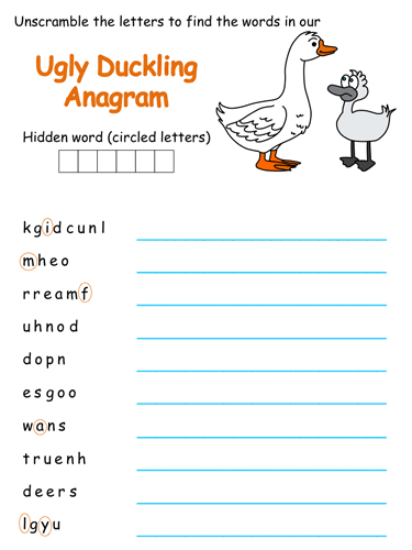 The Ugly Duckling Anagram Puzzle