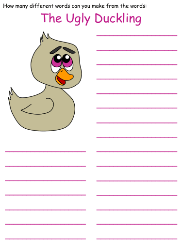 Ugly Duckling Word Mine Puzzle
