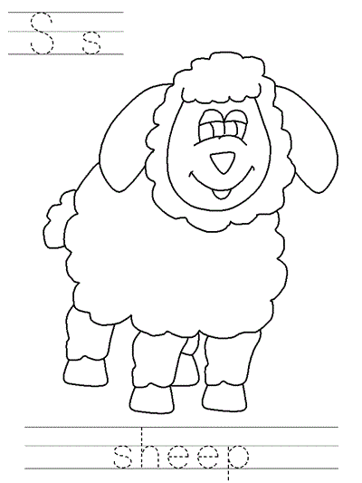 Ss sheep coloring page | Baa Baa Black Sheep Learn to Print Worksheet
