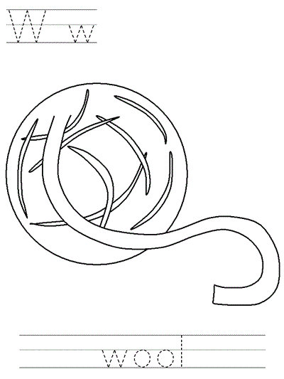 Ww wool coloring page | Baa Baa Black Sheep Learn to Print Worksheet