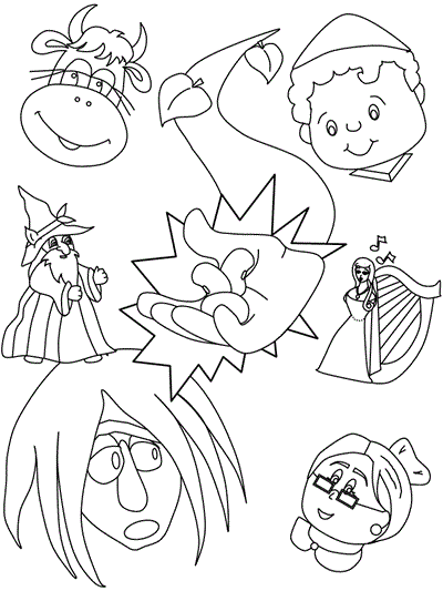 coloring page of Jack and the Beanstalk collage