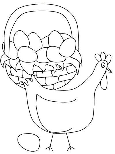 coloring page of the hen and golden eggs