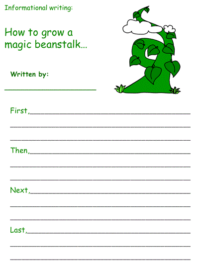 Printable Informational Writing Activities - Jack and the Beanstalk Theme