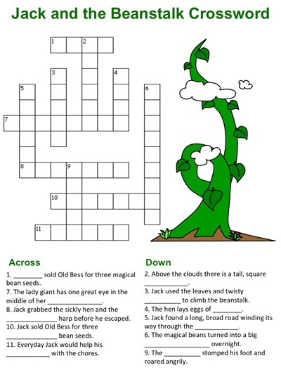 Jack and the Beanstalk Crossword Puzzle
