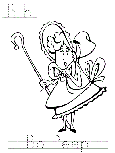 Bb Bo Peep | Learn to Print coloring page