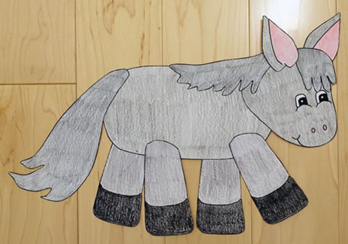photo of the finished donkey paper craft