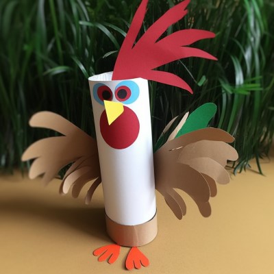 Rooster cardboard tube craft