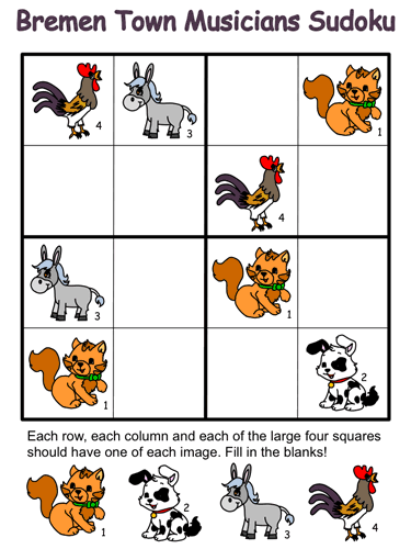 Bremen Town Musicians Sudoku Puzzles