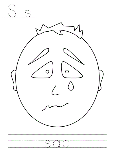 Printable print practice coloring page - Ss sad