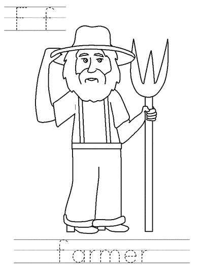 Printable print practice coloring page - Ff farmer